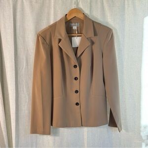Dressbarn Tan Tailored Button-Front Blazer – Size 12